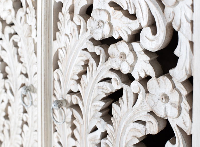 GINER Y COLOMER Armoire en bois de manguier blanc vieilli
